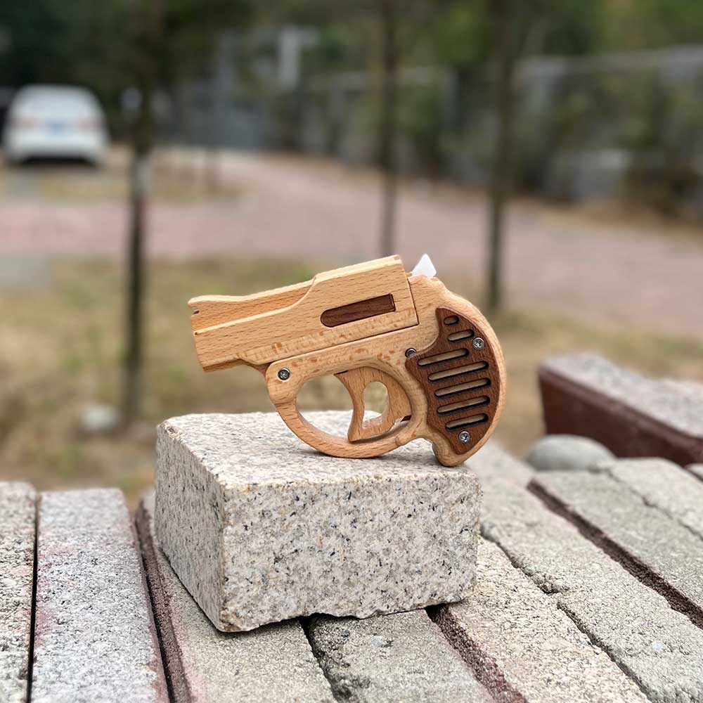 Mini Revolver Assembled Solid Wood Rubber Band Gun