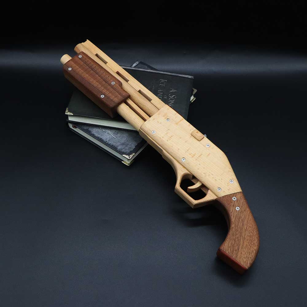 Assembled M37 Shotgun Rubber Band Wooden Replica Gun