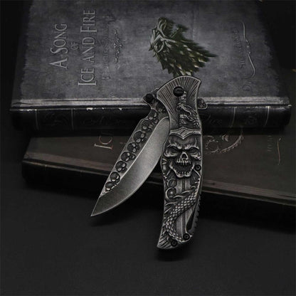 Snake Skull Relief Folding Knife
