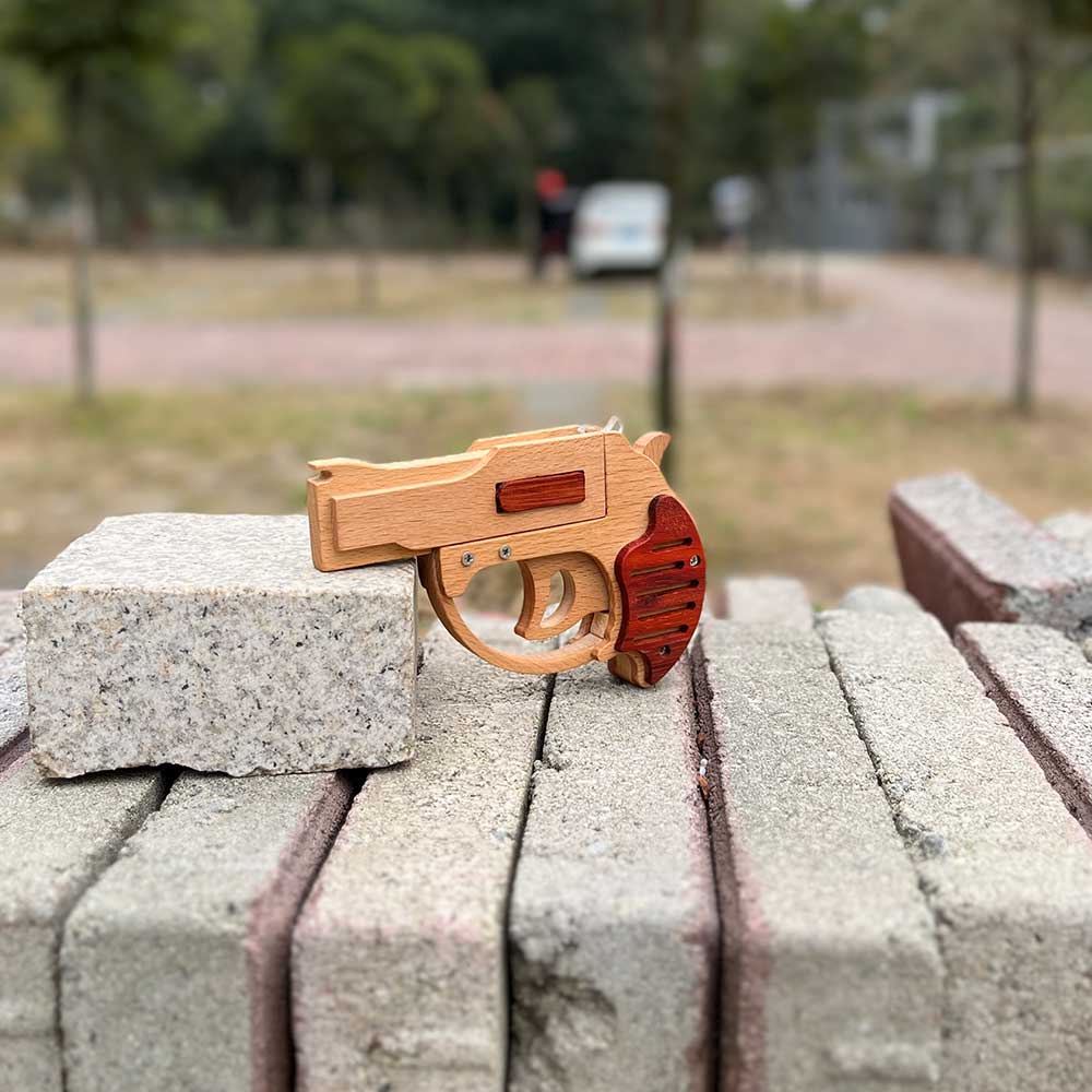 Solid Wood Mini Revolver Rubber Band Gun
