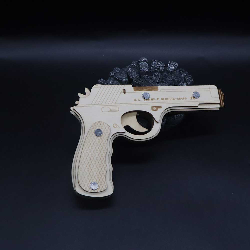 Assembled Beretta Wooden Rubber Band Gun Model Kit