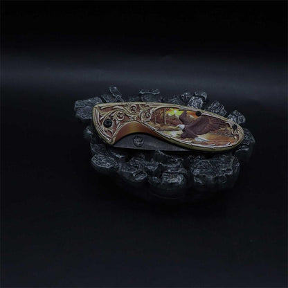 3D Sculpture Eagle Relief Folding Knife