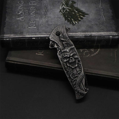 Snake Skull Relief Folding Knife