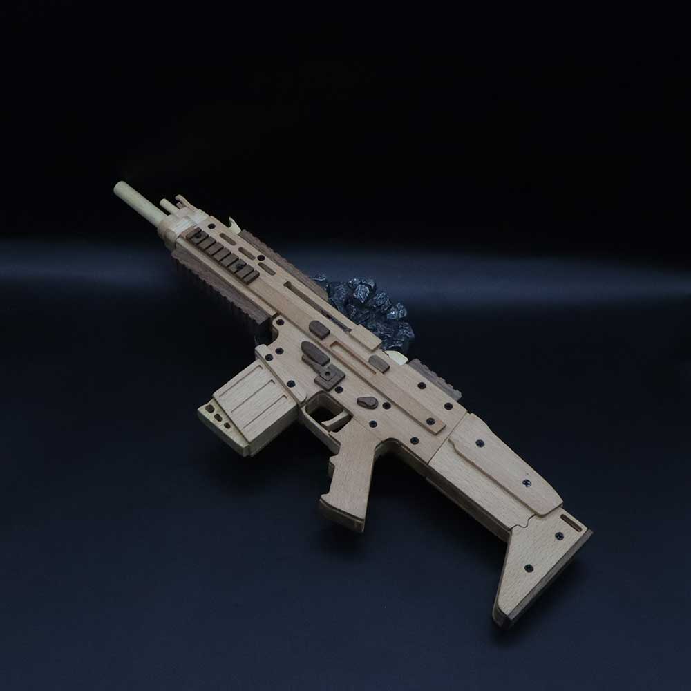 Wooden Scar Assault Rifle Replica Rubber Band Gun Model Kit