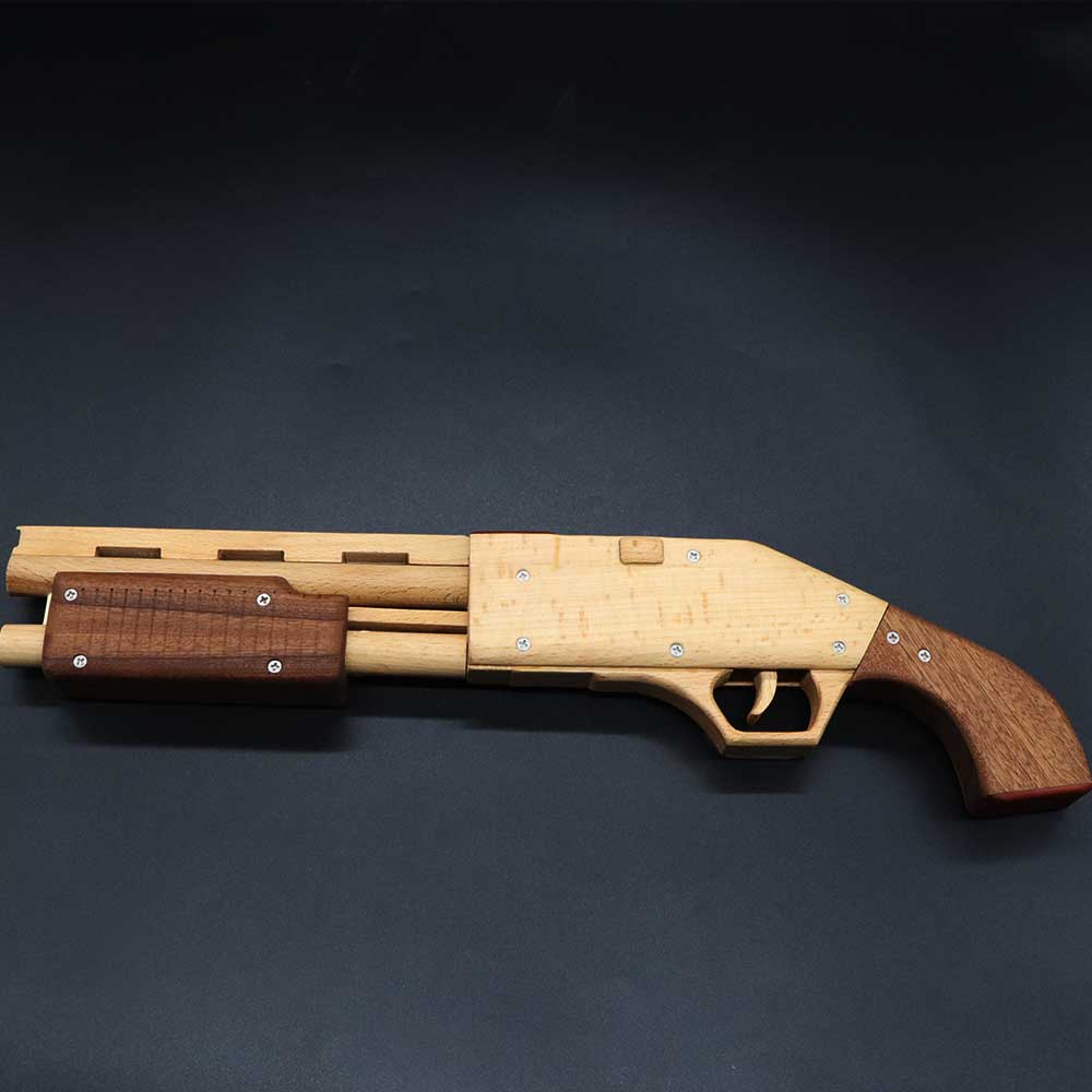 Assembled M37 Shotgun Rubber Band Wooden Replica Gun