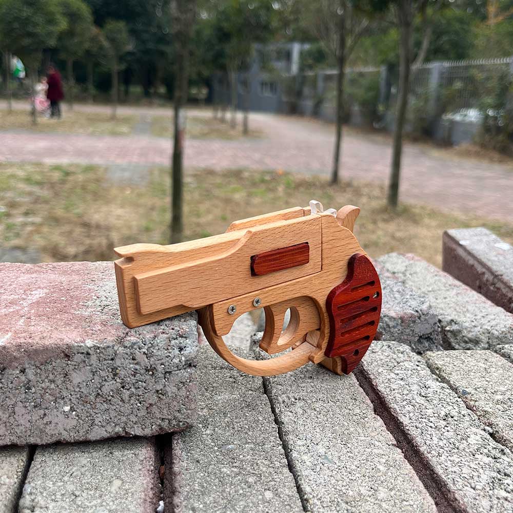 Solid Wood Mini Revolver Rubber Band Gun