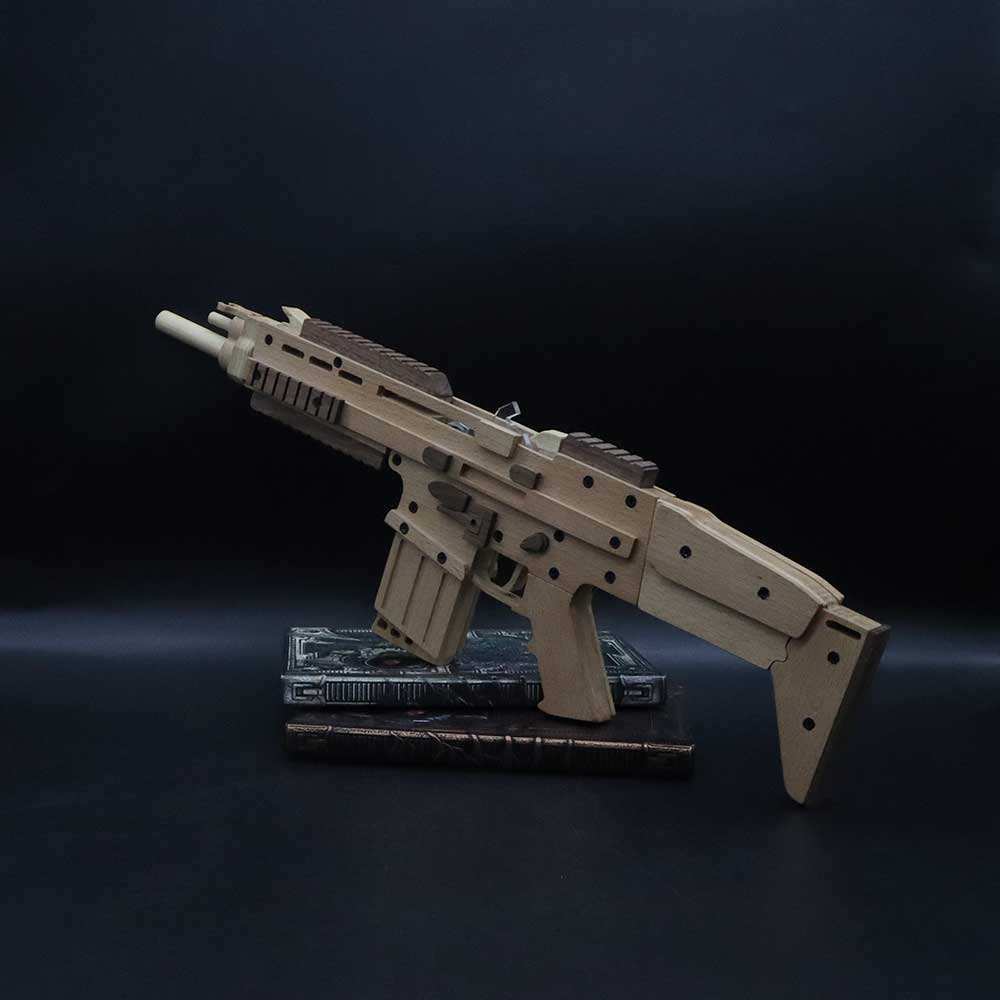 Wooden Scar Assault Rifle Replica Rubber Band Gun Model Kit