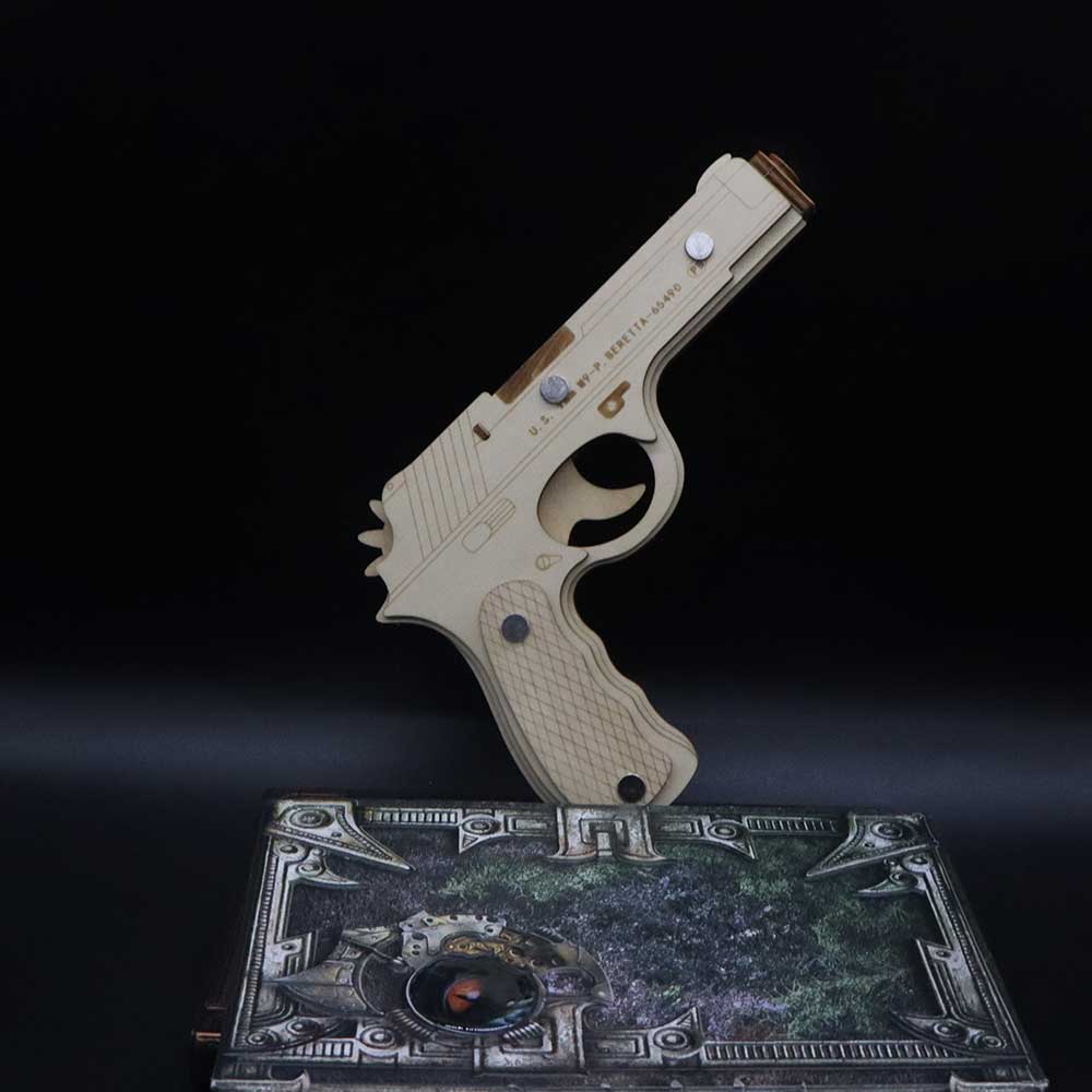 Assembled Beretta Wooden Rubber Band Gun Model Kit