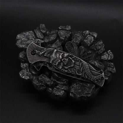 Snake Skull Relief Folding Knife