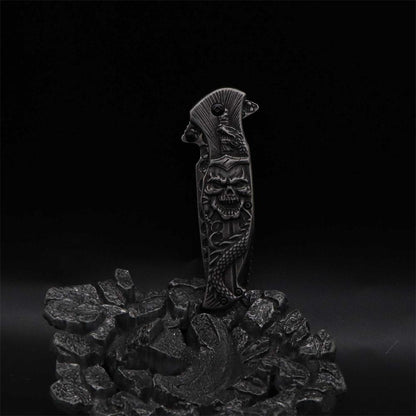 Snake Skull Relief Folding Knife