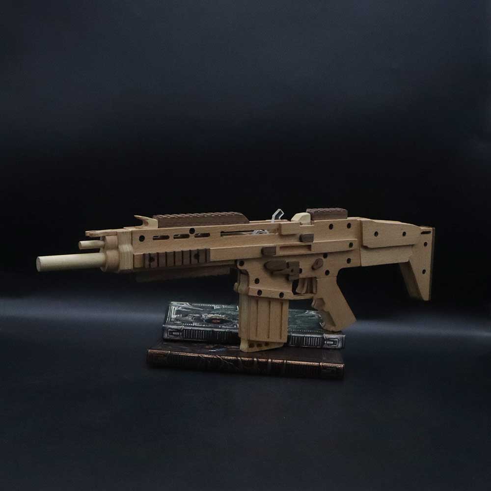 Wooden Scar Assault Rifle Replica Rubber Band Gun Model Kit