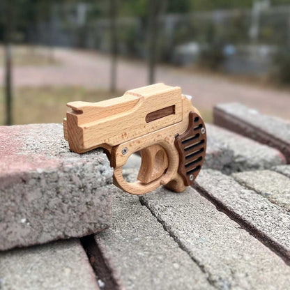 Mini Revolver Assembled Solid Wood Rubber Band Gun