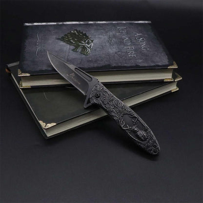 Fantastic Reindeer in the Mirror Folding Knife