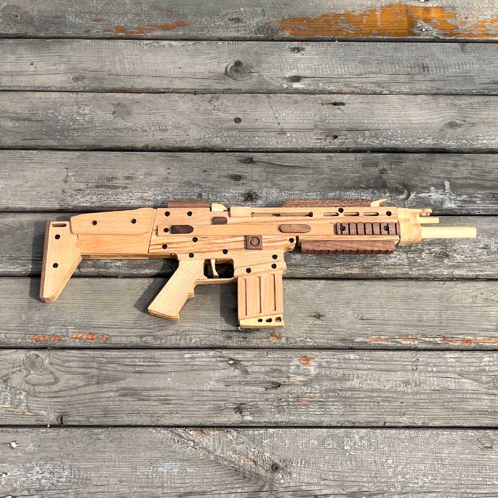 Wooden Scar Assault Rifle Replica Rubber Band Gun Model Kit