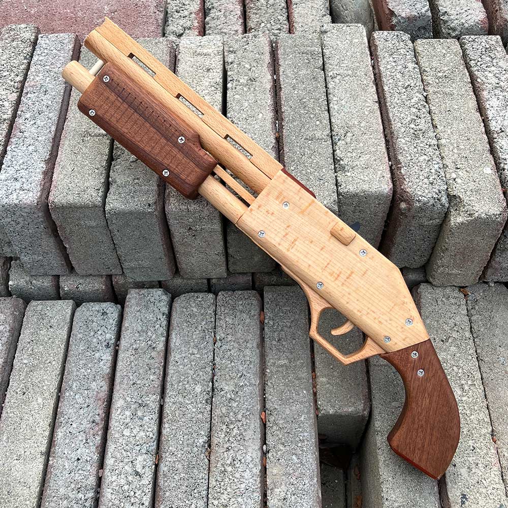 Assembled M37 Shotgun Rubber Band Wooden Replica Gun