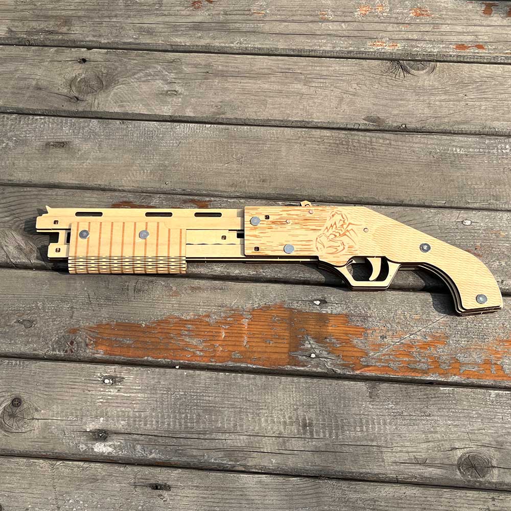 Wooden Mossberg Shotgun Rubber Band Gun Model Kit