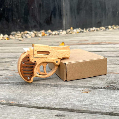 Mini Revolver Assembled Solid Wood Rubber Band Gun