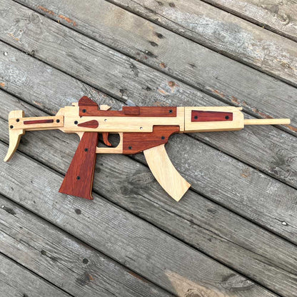 Solid Beech Wood MP5 SMG Replica Rubber Band Gun Model Kit