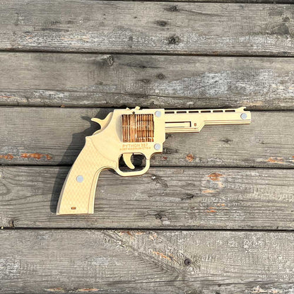 Assembled Revolver Wooden Rubber Band Gun Model Kit