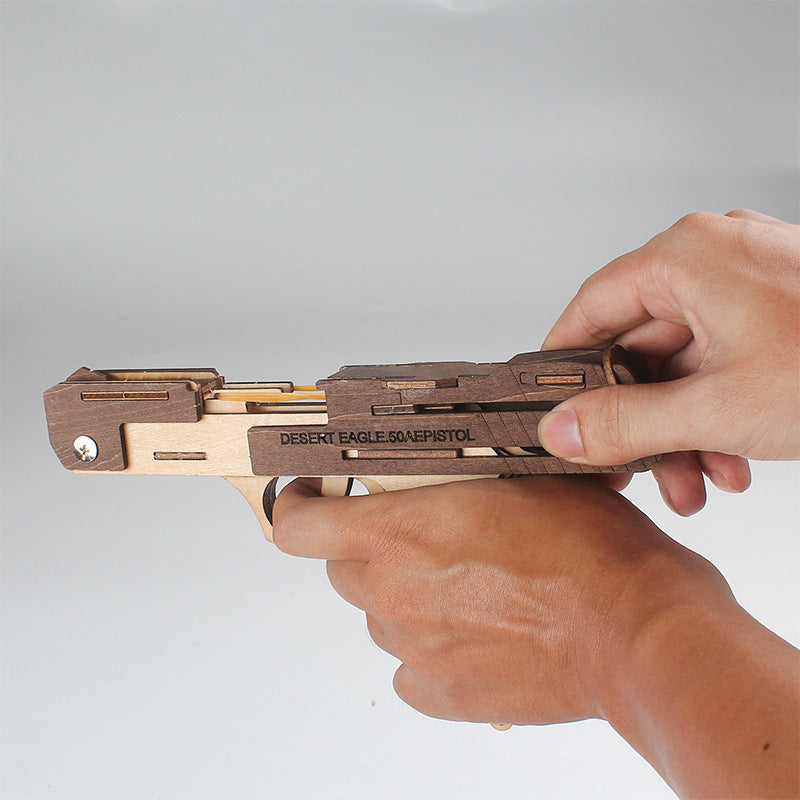 Diy 3D Desert Eagle Rubber Band Gun Wooden Puzzle Kit