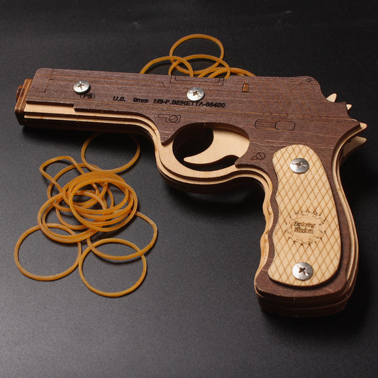 DIY 3D Beretta M9  Rubber Band Gun Wooden Puzzle Kit