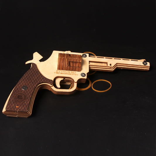 Diy 3D Revolver Rubber Band Gun Wooden Puzzle Kit
