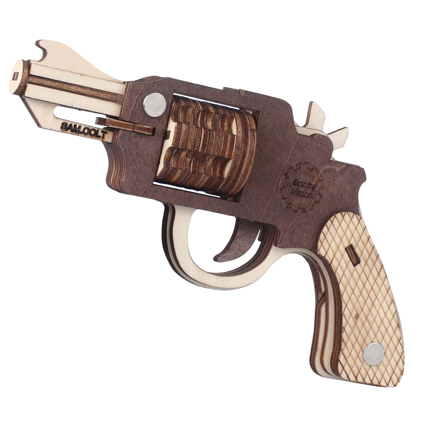 DIY 3D Colt Revolver Rubber Band Gun Wooden Puzzle Kit