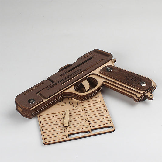 Diy 3D Desert Eagle Rubber Band Gun Wooden Puzzle Kit