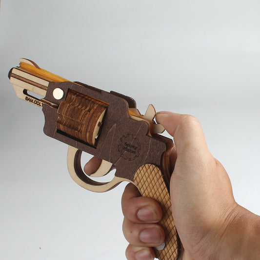 DIY 3D Colt Revolver Rubber Band Gun Wooden Puzzle Kit