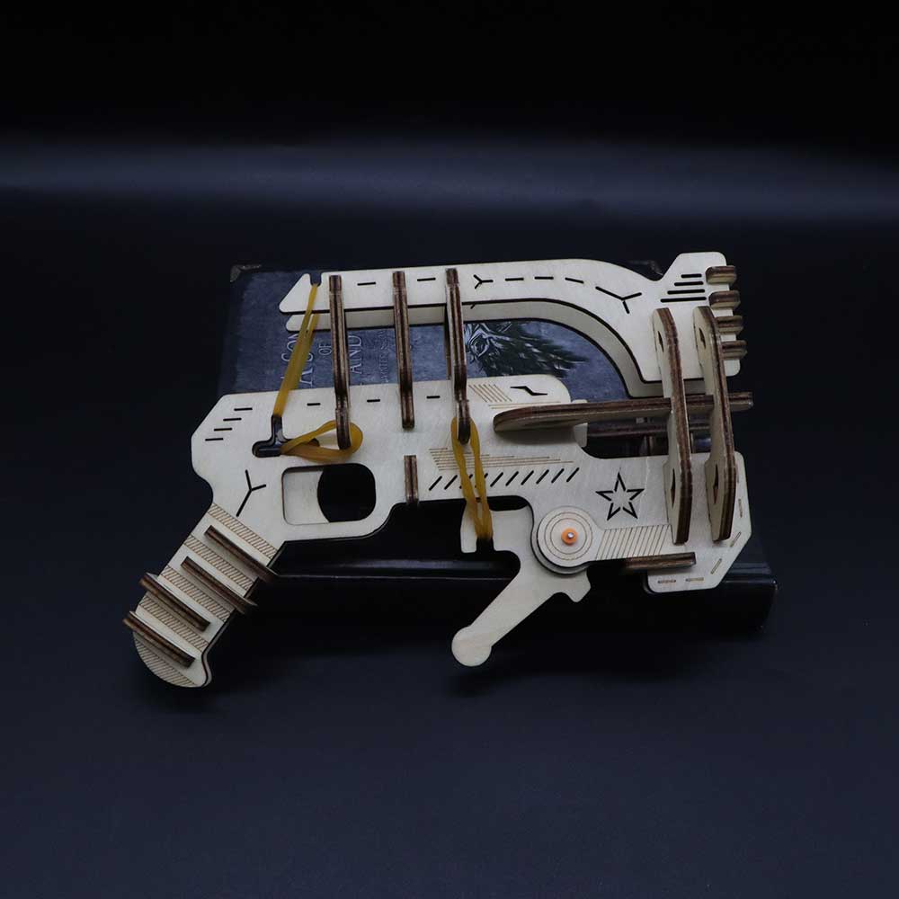 Ranger Ping Pong Ball Shooter Wooden Rubber Band Gun Model Kit