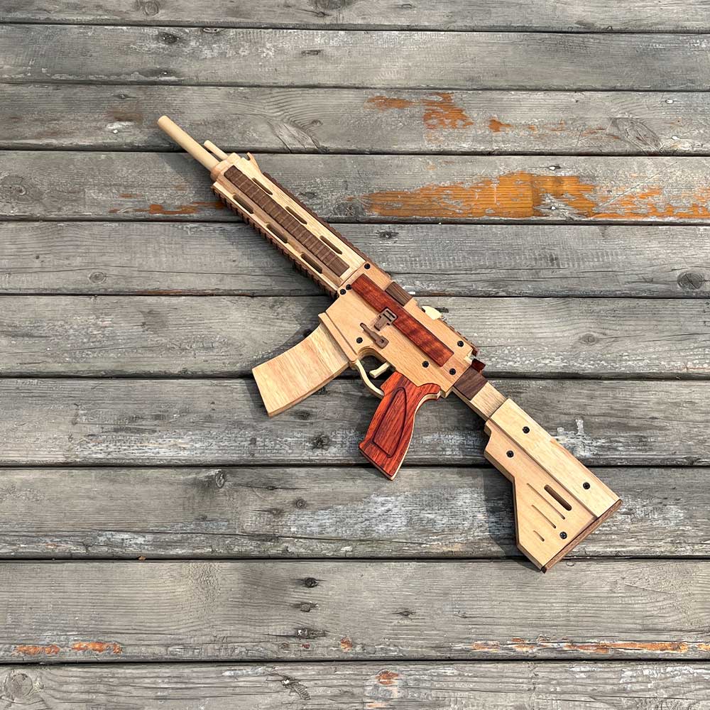 M416 Wooden Rubber Band Gun Model Kit