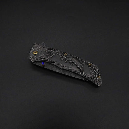 3D Sculpture Reindeer Folding Knife