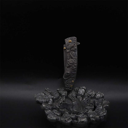 Wolf Head Relief Folding Knife