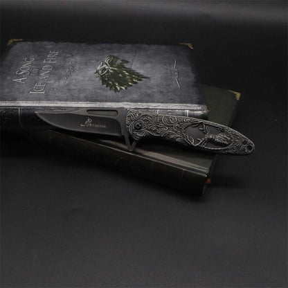 Fantastic Reindeer in the Mirror Folding Knife