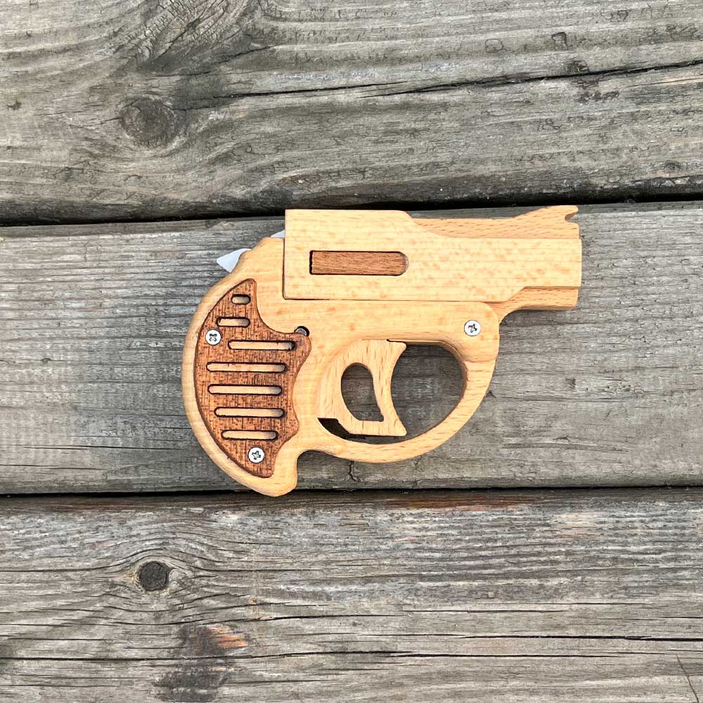 Mini Revolver Assembled Solid Wood Rubber Band Gun