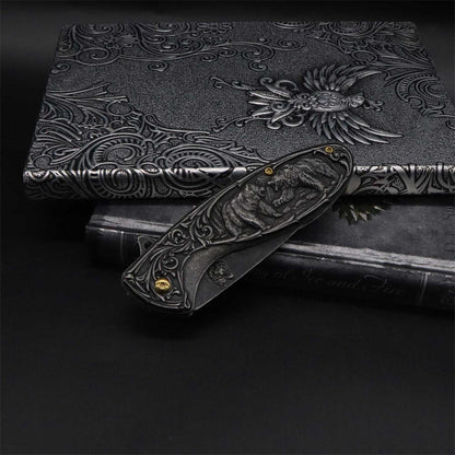 Brown Bear 3D Relief Folding Knife