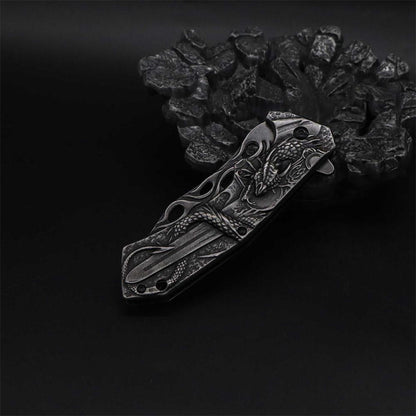 Cool Dragon With Sword Folding Knife