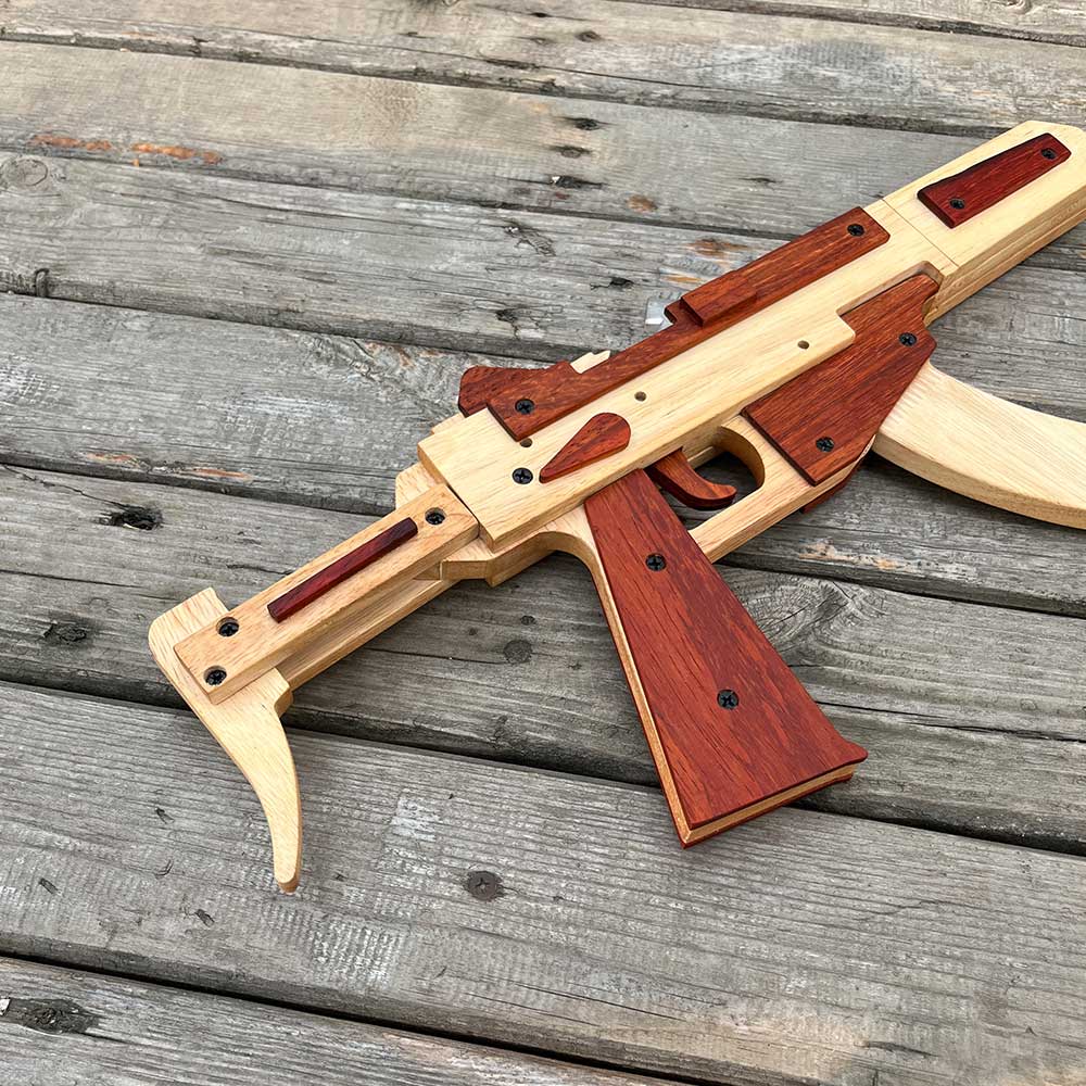 Solid Beech Wood MP5 SMG Replica Rubber Band Gun Model Kit