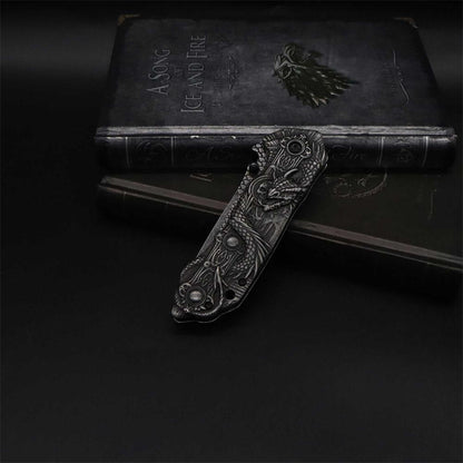 Evil Dragon Sculpture Knife Folding Knife