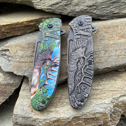 Male Deer Folding Knife Portable Camping Tool