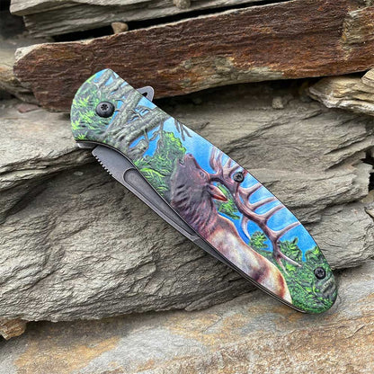 Male Deer Folding Knife Portable Camping Tool