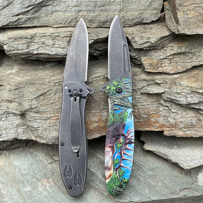 Male Deer Folding Knife Portable Camping Tool
