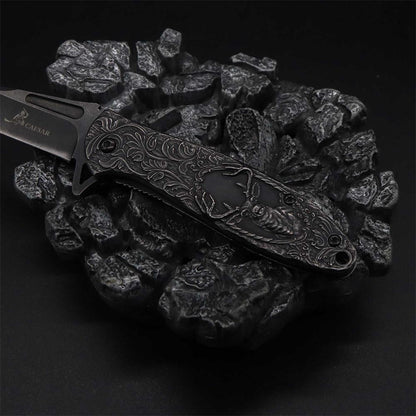 Fantastic Reindeer in the Mirror Folding Knife