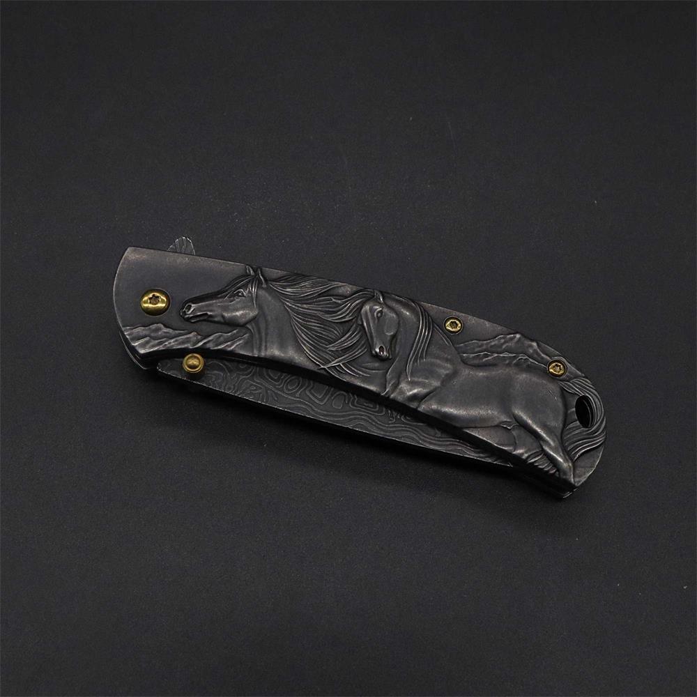 3D Horse Sculpture Folding Knife