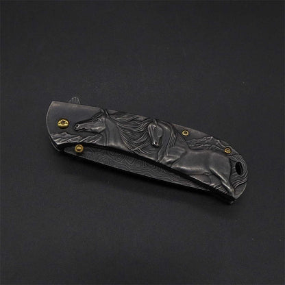 3D Horse Sculpture Folding Knife