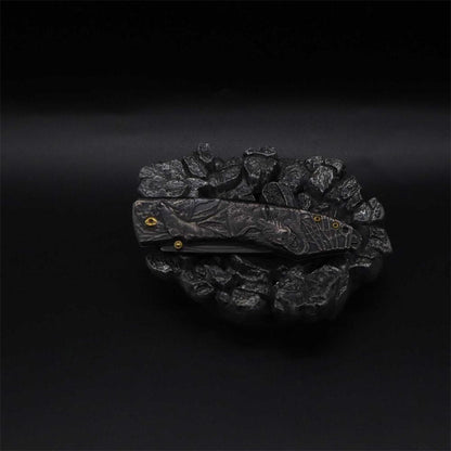 Wolf Head Relief Folding Knife