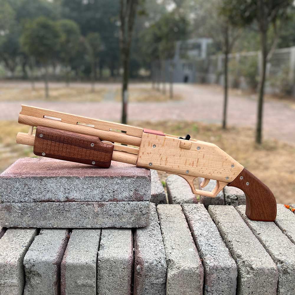 Assembled M37 Shotgun Rubber Band Wooden Replica Gun