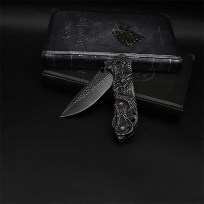 Evil Dragon Sculpture Knife Folding Knife
