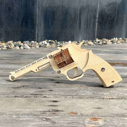Assembled Revolver Wooden Rubber Band Gun Model Kit