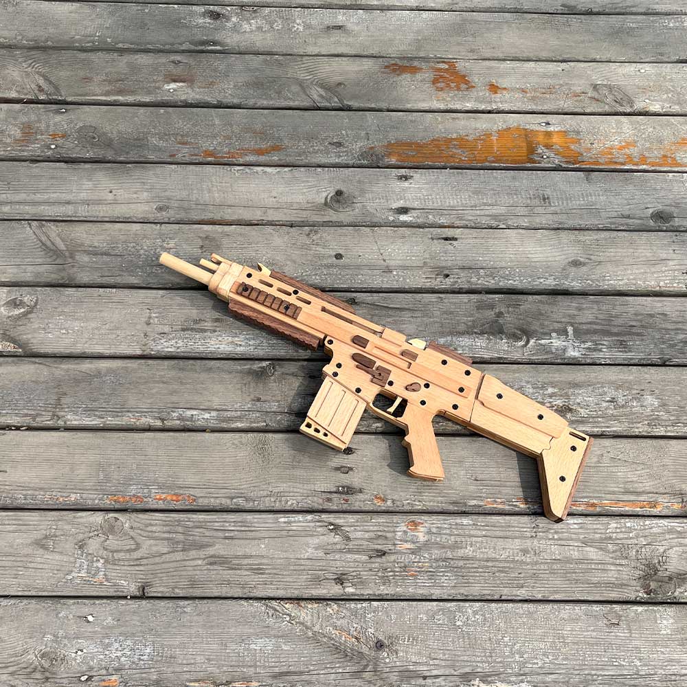 Wooden Scar Assault Rifle Replica Rubber Band Gun Model Kit